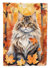 Load image into Gallery viewer, Siberian Cat in Fall Leaves House Flag