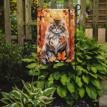 Load image into Gallery viewer, Siberian Cat Fall Garden Flag - Cat in Fall Leaves - Cat-Themed Seasonal Yard Decor