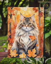 Load image into Gallery viewer, Siberian Cat Fall Garden Flag - Cat in Fall Leaves - Cat-Themed Seasonal Yard Decor