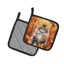 Load image into Gallery viewer, Siberian Cat in Fall Leaves Pot Holders - Set of 2 Decorative Kitchen Helpers | Made in the USA