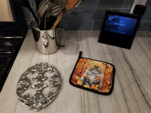 Load image into Gallery viewer, Siberian Cat in Fall Leaves Pot Holders - Set of 2 Decorative Kitchen Helpers | Made in the USA