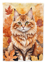 Load image into Gallery viewer, Skookum Fall Garden Flag - Cat in Fall Leaves - Cat-Themed Seasonal Yard Decor