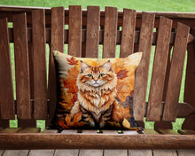 Load image into Gallery viewer, Skookum Cat in Fall Leaves Throw Pillow - 14x14 Decorative Pillow – Art for Your Home &amp; Patio
