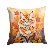 Load image into Gallery viewer, Skookum Cat in Fall Leaves Throw Pillow - 14x14 Decorative Pillow – Art for Your Home &amp; Patio