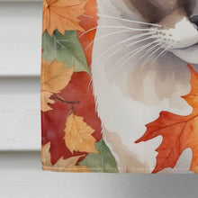 Load image into Gallery viewer, Snowshoe Cat in Fall Leaves House Flag