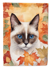 Load image into Gallery viewer, Snowshoe Cat in Fall Leaves House Flag