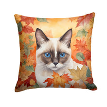 Load image into Gallery viewer, Snowshoe Cat in Fall Leaves Throw Pillow