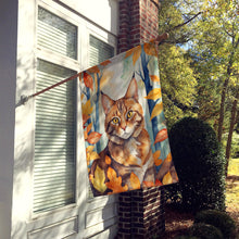 Load image into Gallery viewer, Sokoke Cat in Fall Leaves House Flag