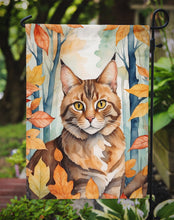 Load image into Gallery viewer, Sokoke Fall Garden Flag - Cat in Fall Leaves - Cat-Themed Seasonal Yard Decor