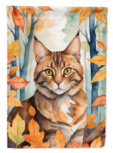 Load image into Gallery viewer, Sokoke Fall Garden Flag - Cat in Fall Leaves - Cat-Themed Seasonal Yard Decor