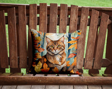 Load image into Gallery viewer, Sokoke Cat in Fall Leaves Throw Pillow - 14x14 Decorative Pillow – Art for Your Home &amp; Patio