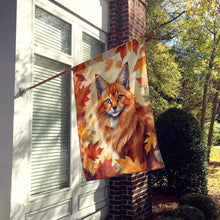 Load image into Gallery viewer, Somali Cat in Fall Leaves House Flag