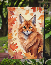 Load image into Gallery viewer, Somali Cat Fall Garden Flag - Cat in Fall Leaves - Cat-Themed Seasonal Yard Decor