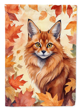 Load image into Gallery viewer, Somali Cat Fall Garden Flag - Cat in Fall Leaves - Cat-Themed Seasonal Yard Decor