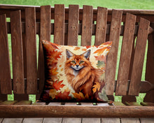 Load image into Gallery viewer, Somali Cat in Fall Leaves Throw Pillow - 14x14 Decorative Pillow – Art for Your Home &amp; Patio