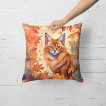 Load image into Gallery viewer, Somali Cat in Fall Leaves Throw Pillow