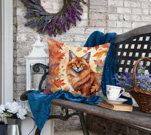 Load image into Gallery viewer, Somali Cat in Fall Leaves Throw Pillow