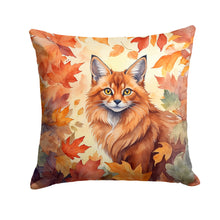 Load image into Gallery viewer, Somali Cat in Fall Leaves Throw Pillow