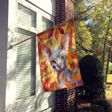 Load image into Gallery viewer, Sphynx Cat in Fall Leaves House Flag