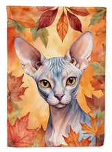 Load image into Gallery viewer, Sphynx Cat in Fall Leaves House Flag