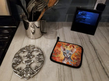 Load image into Gallery viewer, Sphynx Cat in Fall Leaves Pot Holders - Set of 2 Decorative Kitchen Helpers | Made in the USA