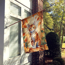 Load image into Gallery viewer, Suphalak Cat in Fall Leaves House Flag