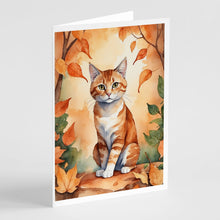 Load image into Gallery viewer, Suphalak Cat in Fall Leaves Greeting Cards - Blank Note Cards – 8-Pack of Artist-Designed Cards with Envelopes