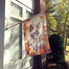 Load image into Gallery viewer, Thai Lilac Cat in Fall Leaves House Flag