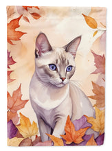 Load image into Gallery viewer, Thai Lilac Cat in Fall Leaves House Flag