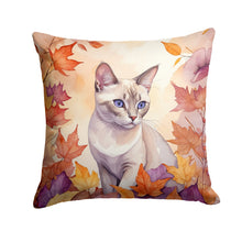 Load image into Gallery viewer, Thai Lilac Cat in Fall Leaves Throw Pillow
