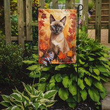 Load image into Gallery viewer, Tonkinese Fall Garden Flag - Cat in Fall Leaves - Cat-Themed Seasonal Yard Decor