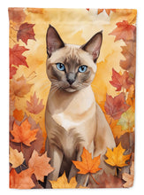 Load image into Gallery viewer, Tonkinese Fall Garden Flag - Cat in Fall Leaves - Cat-Themed Seasonal Yard Decor