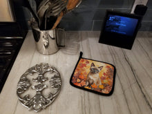 Load image into Gallery viewer, Tonkinese Cat in Fall Leaves Pot Holders - Set of 2 Decorative Kitchen Helpers | Made in the USA