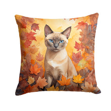Load image into Gallery viewer, Tonkinese Cat in Fall Leaves Throw Pillow - 14x14 Decorative Pillow – Art for Your Home &amp; Patio