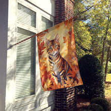 Load image into Gallery viewer, Toyger Cat in Fall Leaves House Flag