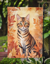 Load image into Gallery viewer, Toyger Fall Garden Flag - Cat in Fall Leaves - Cat-Themed Seasonal Yard Decor