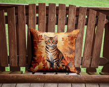 Load image into Gallery viewer, Toyger Cat in Fall Leaves Throw Pillow - 14x14 Decorative Pillow – Art for Your Home &amp; Patio