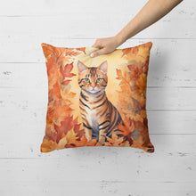 Load image into Gallery viewer, Toyger Cat in Fall Leaves Throw Pillow