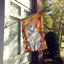 Load image into Gallery viewer, Turkish Angora Cat in Fall Leaves House Flag