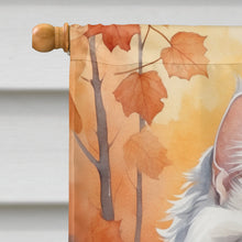 Load image into Gallery viewer, Turkish Angora Cat in Fall Leaves House Flag