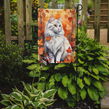 Load image into Gallery viewer, Turkish Angora Cat Fall Garden Flag - Cat in Fall Leaves - Cat-Themed Seasonal Yard Decor