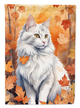 Load image into Gallery viewer, Turkish Angora Cat Fall Garden Flag - Cat in Fall Leaves - Cat-Themed Seasonal Yard Decor
