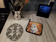 Load image into Gallery viewer, Turkish Angora Cat in Fall Leaves Pot Holders - Set of 2 Decorative Kitchen Helpers | Made in the USA