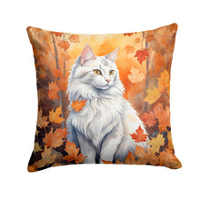 Load image into Gallery viewer, Turkish Angora Cat in Fall Leaves Throw Pillow - 14x14 Decorative Pillow – Art for Your Home &amp; Patio