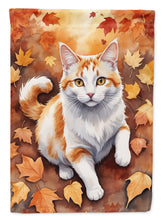 Load image into Gallery viewer, Turkish Van Fall Garden Flag - Cat in Fall Leaves - Cat-Themed Seasonal Yard Decor