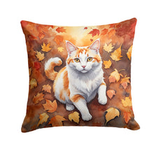 Load image into Gallery viewer, Turkish Van Cat in Fall Leaves Throw Pillow