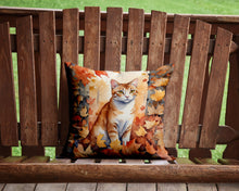 Load image into Gallery viewer, Ural Rex Cat in Fall Leaves Throw Pillow - 14x14 Decorative Pillow – Art for Your Home &amp; Patio