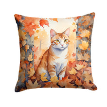 Load image into Gallery viewer, Ural Rex Cat in Fall Leaves Throw Pillow - 14x14 Decorative Pillow – Art for Your Home &amp; Patio