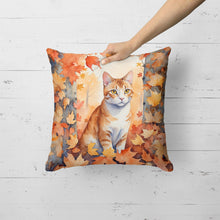 Load image into Gallery viewer, Ural Rex Cat in Fall Leaves Throw Pillow
