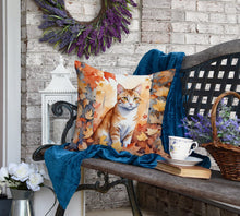 Load image into Gallery viewer, Ural Rex Cat in Fall Leaves Throw Pillow